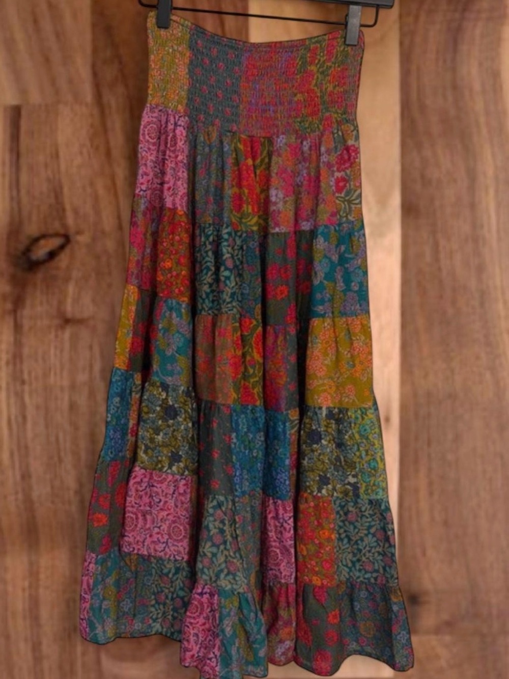 NATURAL LIFE Patchwork Floral Maxi Skirt - Pink, Green, Blue, Yellow